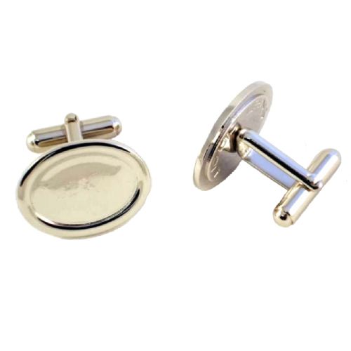 Cufflink Pair Oval 18x13mm silver